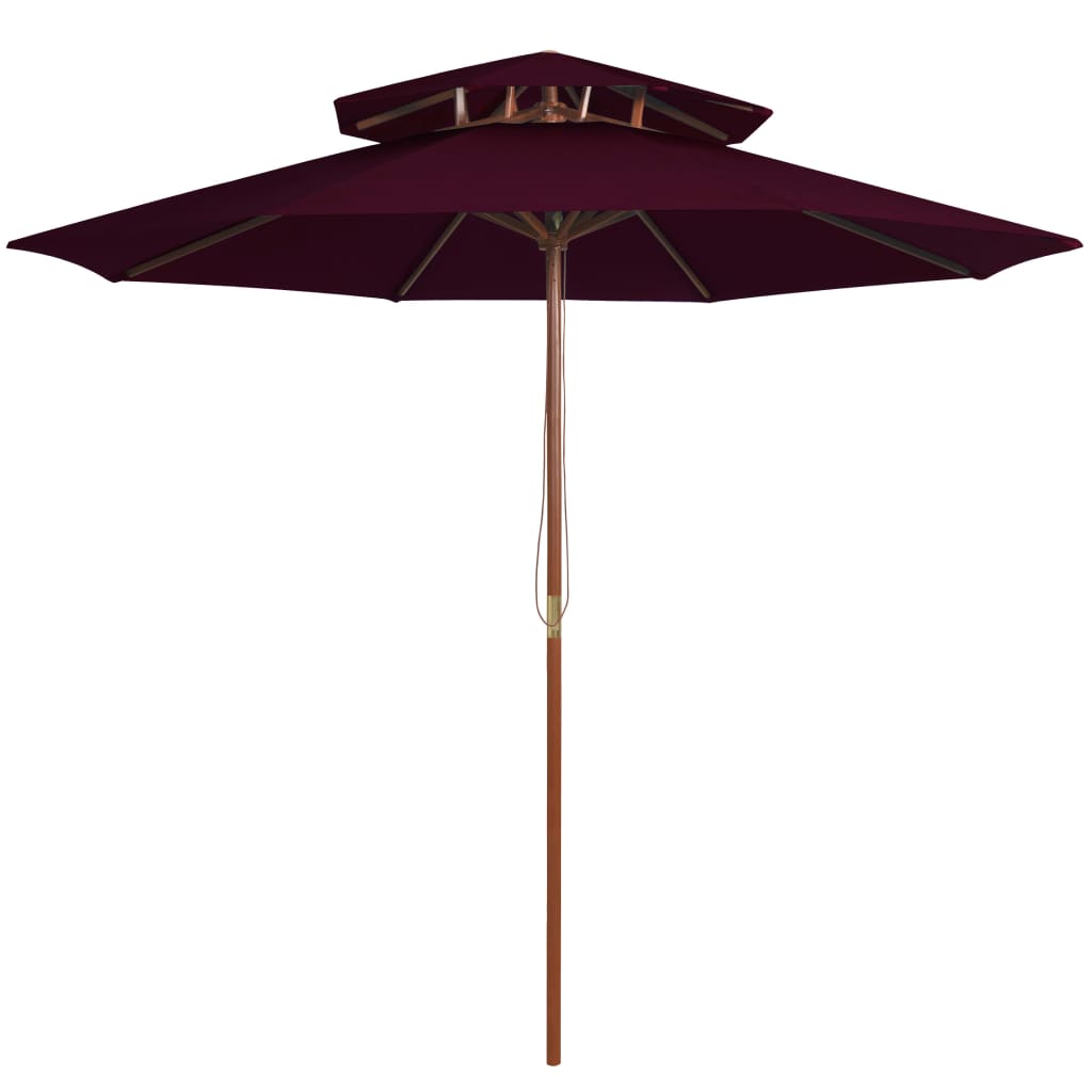 Vidaxl Parasol Double Decker z drewnianym słupem 270 cm Bordeaux Red