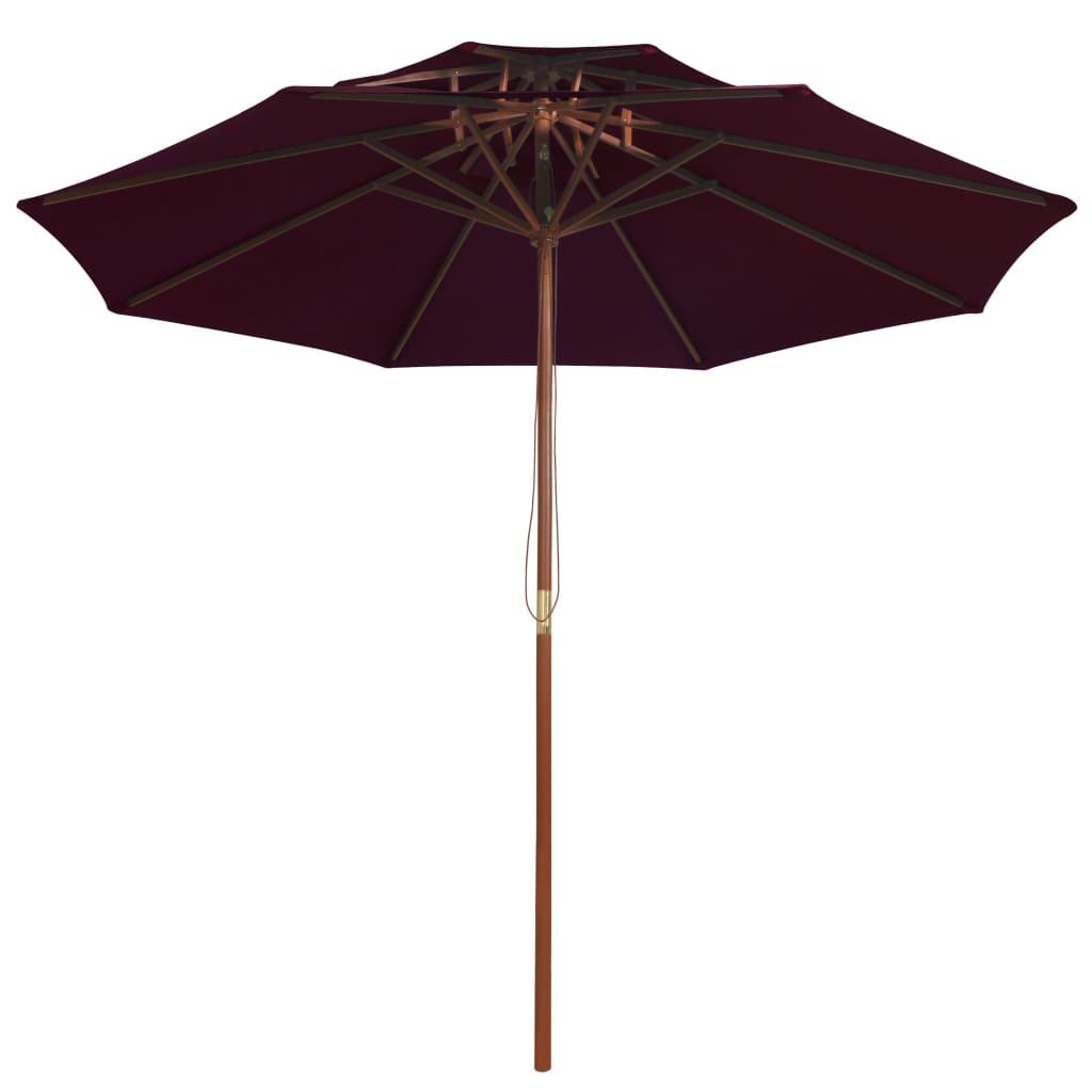 Vidaxl Parasol Double Decker z drewnianym słupem 270 cm Bordeaux Red