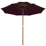 Vidaxl Parasol Double Decker avec poteau en bois 270 cm Bordeaux rouge