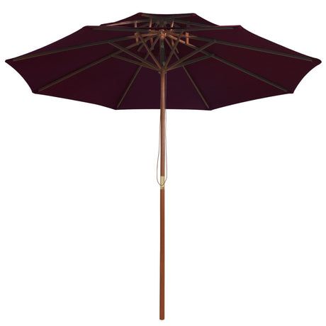Vidaxl Parasol Double Decker avec poteau en bois 270 cm Bordeaux rouge