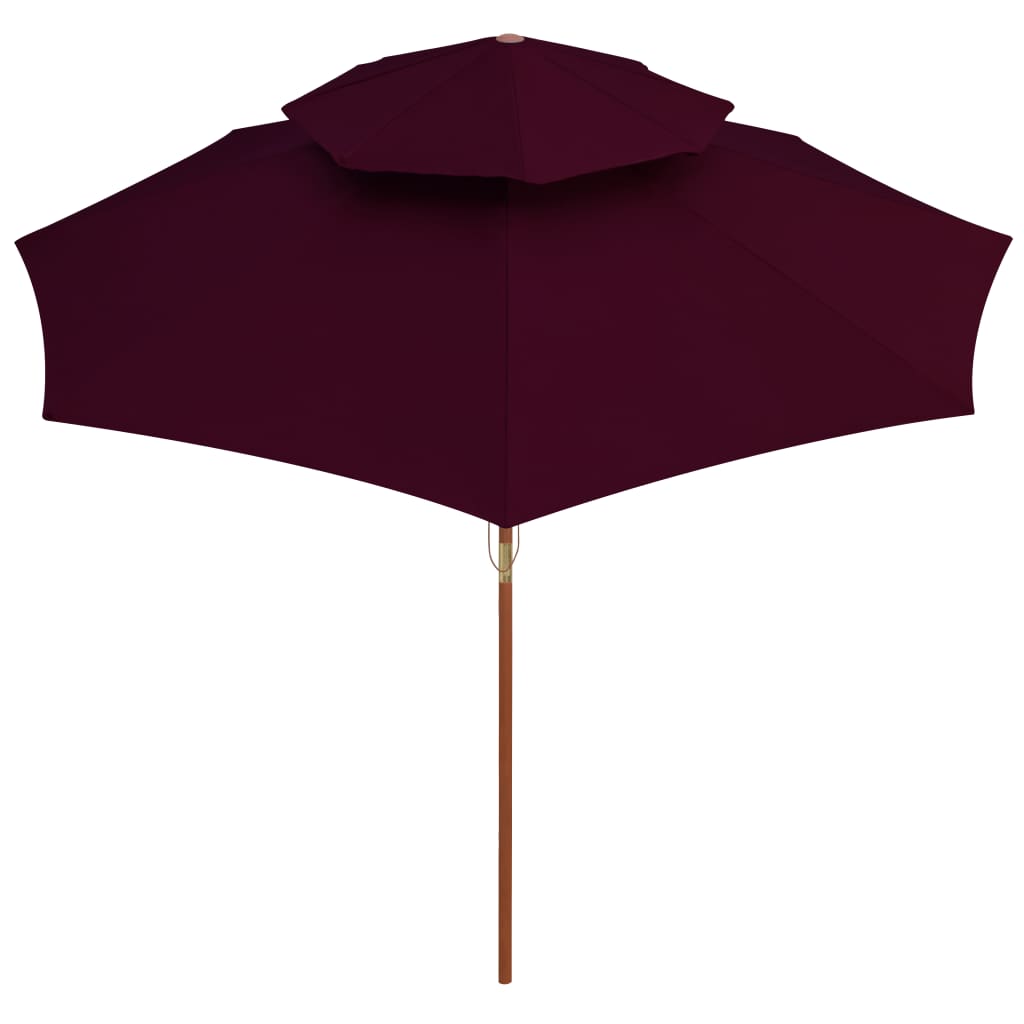 Vidaxl Parasol Double Decker z drewnianym słupem 270 cm Bordeaux Red