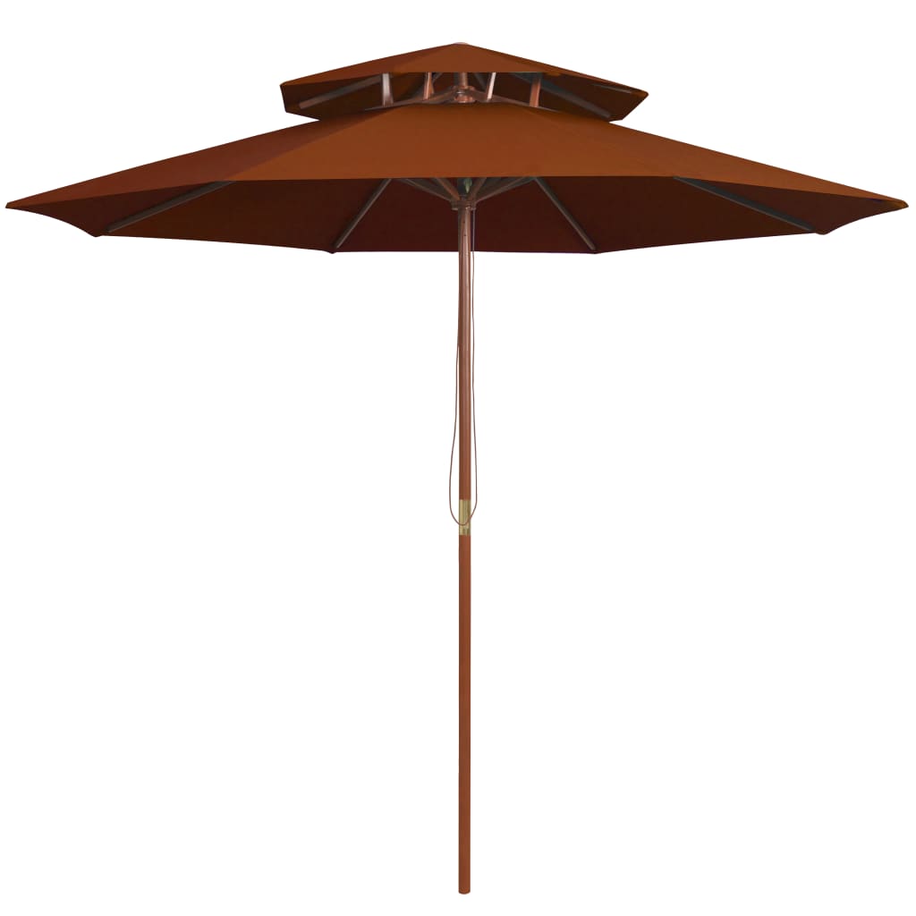 Vidaxl Parasol Double -Tecker z drewnianym słupem 270 cm Terracotta -Colored