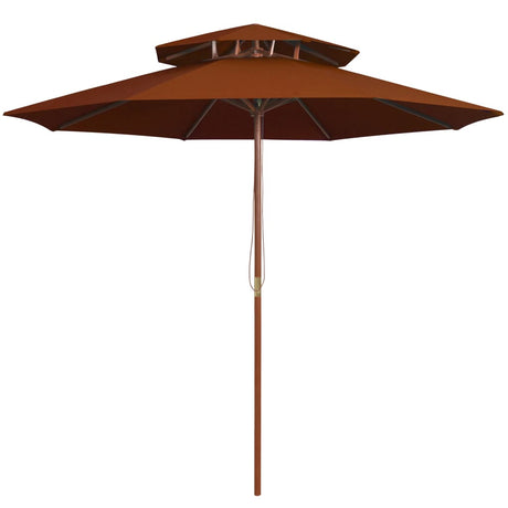 Vidaxl Parasol Double-Beker avec poteau en bois 270 cm en terre cuite -colored