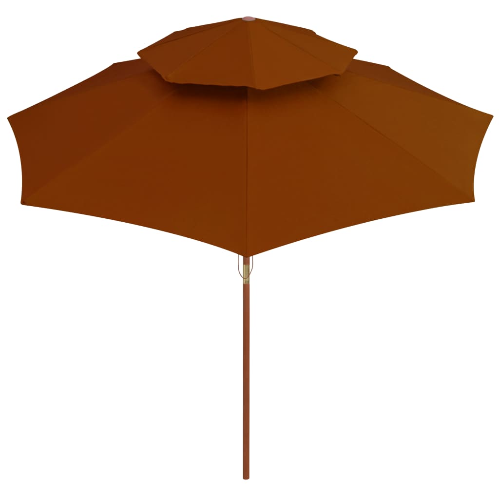 Vidaxl Parasol Double -Tecker z drewnianym słupem 270 cm Terracotta -Colored