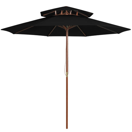 Vidaxl Parasol Double Decker avec poteau en bois 270 cm noir