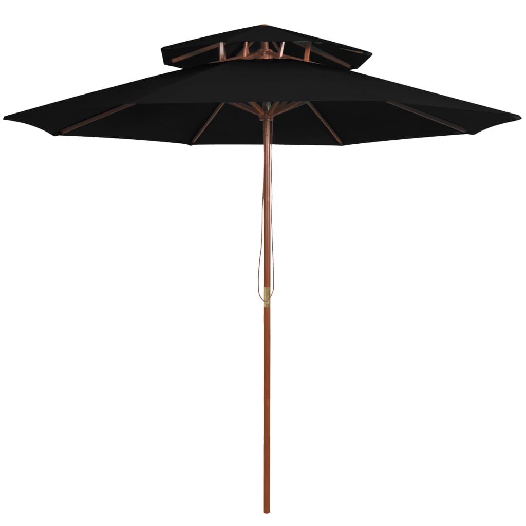 Vidaxl Parasol Double Decker z drewnianym słupem 270 cm czarnym