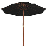 Vidaxl Parasol Double Decker avec poteau en bois 270 cm noir