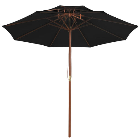 Vidaxl Parasol Double Decker avec poteau en bois 270 cm noir
