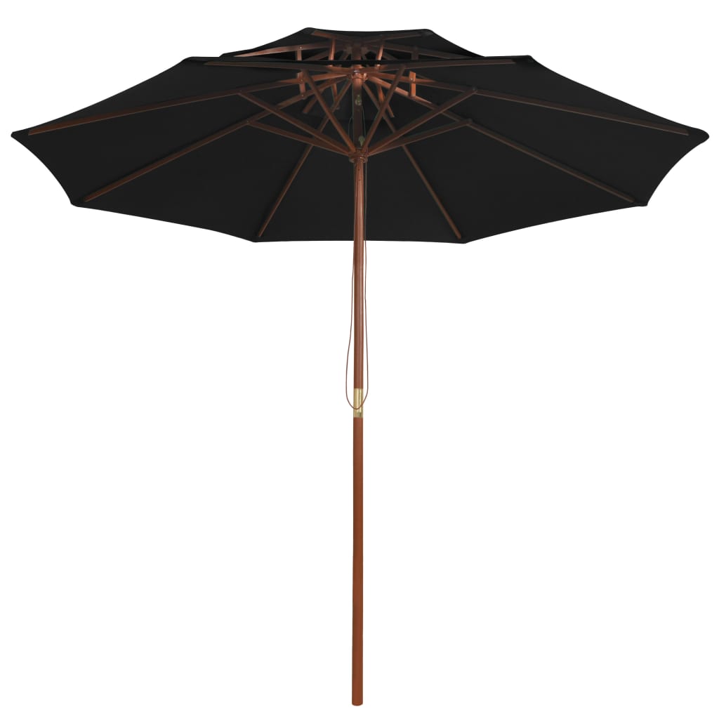 Vidaxl Parasol Double Decker z drewnianym słupem 270 cm czarnym