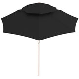 Vidaxl Parasol Double Decker avec poteau en bois 270 cm noir