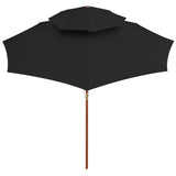 Vidaxl Parasol Double Decker z drewnianym słupem 270 cm czarnym