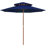 Vidaxl Parasol Double Decker s dřevěným pólem 270 cm modrá