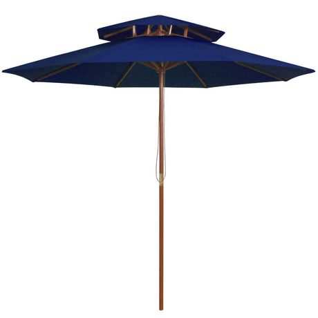 Vidaxl Parasol Double Decker avec poteau en bois 270 cm bleu