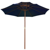 Vidaxl Parasol Double Decker avec poteau en bois 270 cm bleu