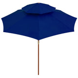 Vidaxl Parasol Double Decker s dřevěným pólem 270 cm modrá