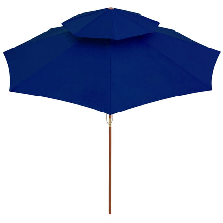 Vidaxl Parasol Double Decker avec poteau en bois 270 cm bleu