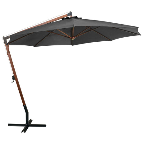 Vidaxl Floating parasol with pole 3.5x2.9 m solid pine anthracite