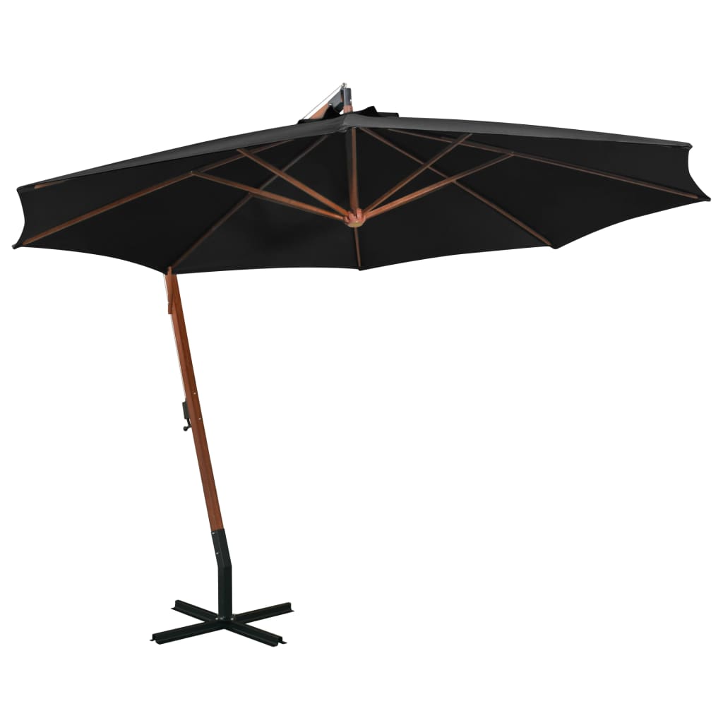 Vidaxl Floating parasol with pole 3.5x2.9 m solid pinewood black