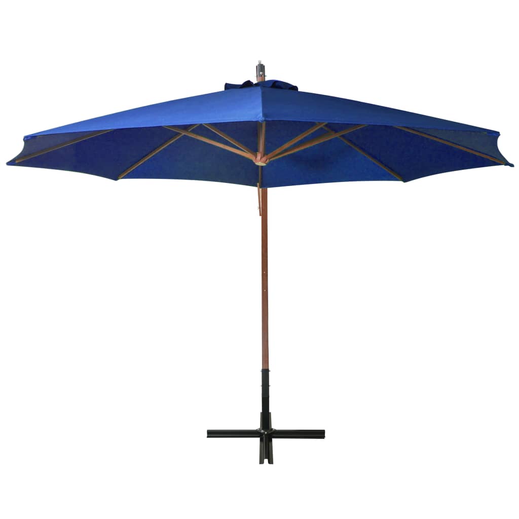 Parasol flottant vidaxl avec poteau de 3,5x2,9 m de pin solide - bleu azur