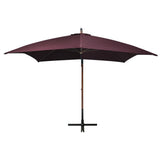 Vidaxl Parasol flottant avec poteau 3x3 m solide Vurenhout Bordeaux rouge