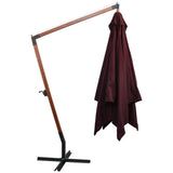 Vidaxl Parasol flottant avec poteau 3x3 m solide Vurenhout Bordeaux rouge