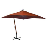 Vidaxl Parasol flottant avec pôle 3x3 m de pin massif en terre cuite en terre cuite brillante