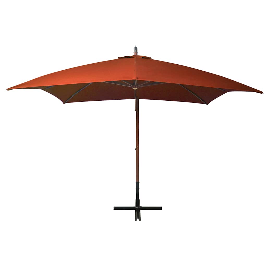 Vidaxl Parasol flottant avec pôle 3x3 m de pin massif en terre cuite en terre cuite brillante