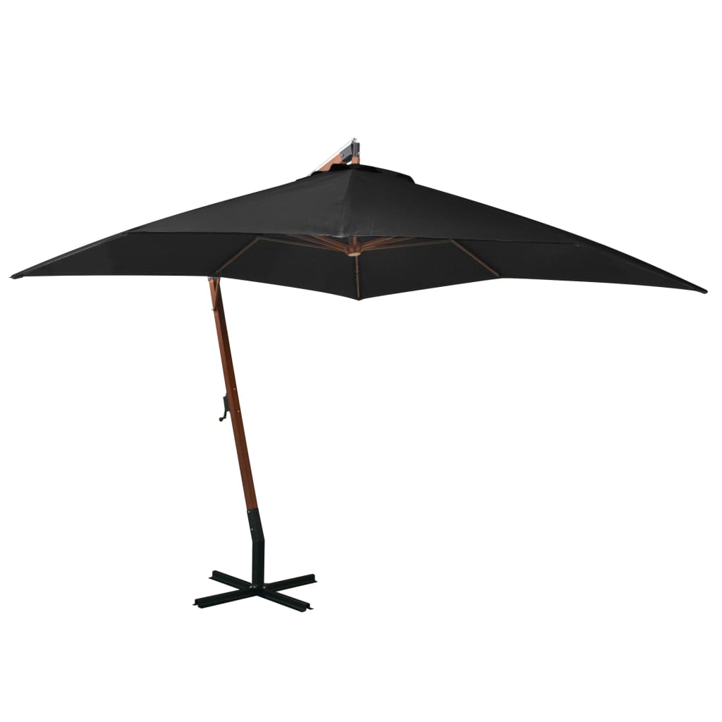 Vidaxl -schwimmendes Parasol mit Pol 3x3 m Festpinewood Schwarz