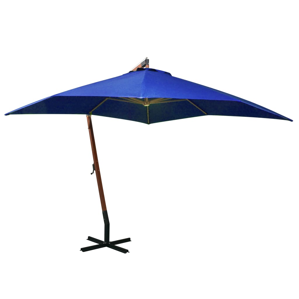 Vidaxl Floating parasol with pole 3x3 m solid pine -wood azure blue