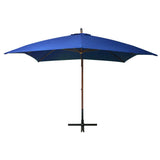 Vidaxl Floating parasol with pole 3x3 m solid pine -wood azure blue