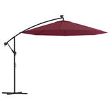 Parasol flottant vidaxl avec led à LED et en acier rouge