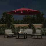 Vidaxl Floating parasol with LED and steel pole wine red