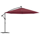 Parasol flottant vidaxl avec éclairage LED 350 cm Bordeaux rouge