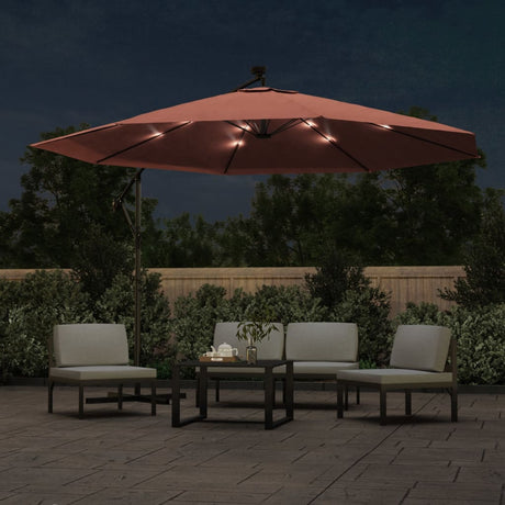Parasol flottant vidaxl avec éclairage LED 350 cm en terre cuite