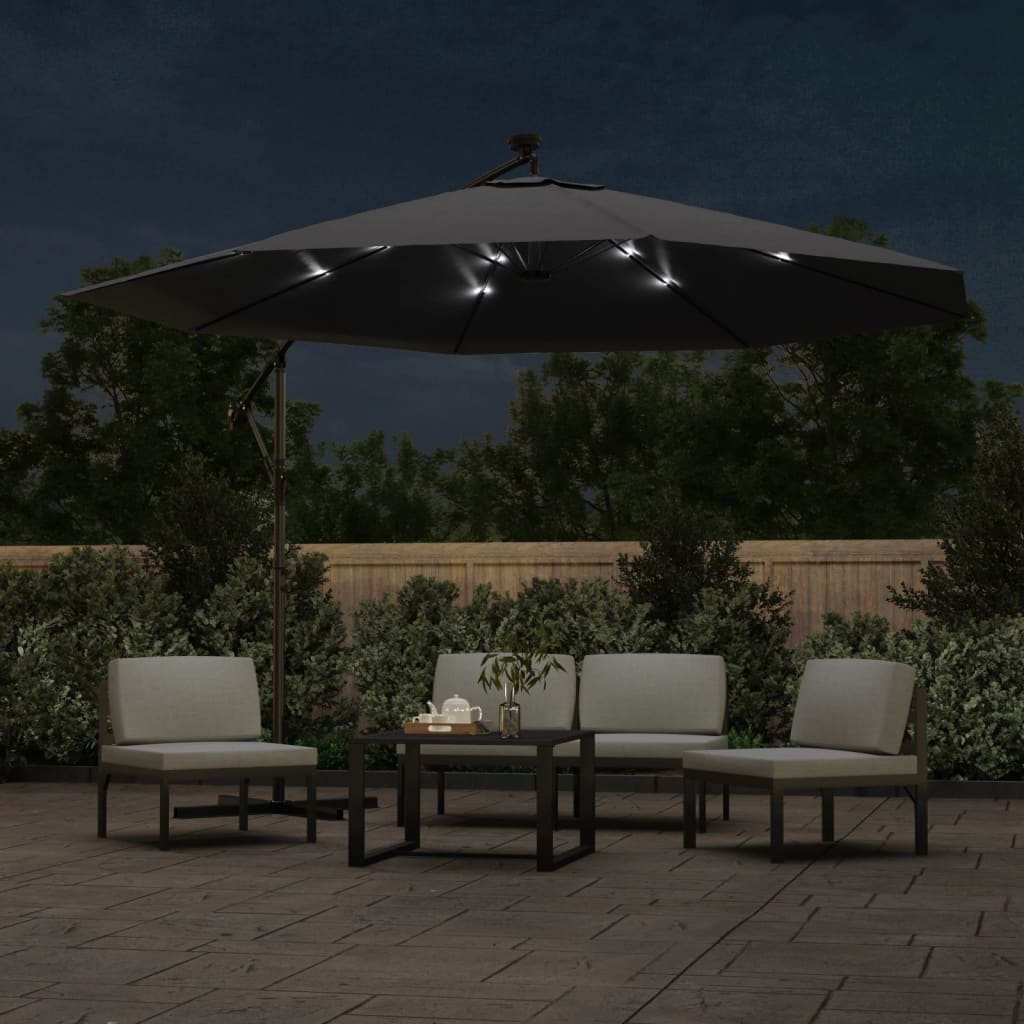 Vidaxl Floating parasol with LED lighting 350 cm Black