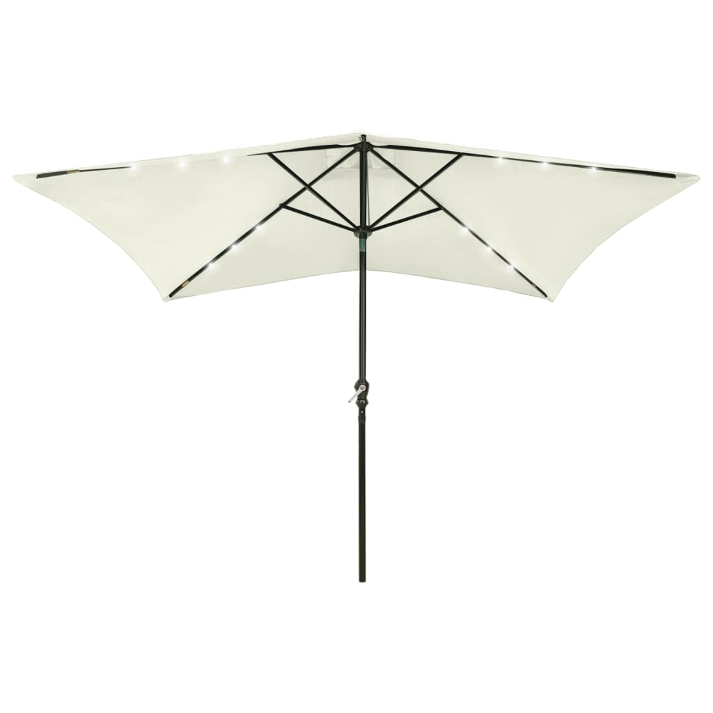 Vidaxl Parasol with LEDs and steel pole 2x3 m sand