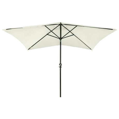 Parasol vidaxl avec LED et poteau en acier 2x3 m de sable
