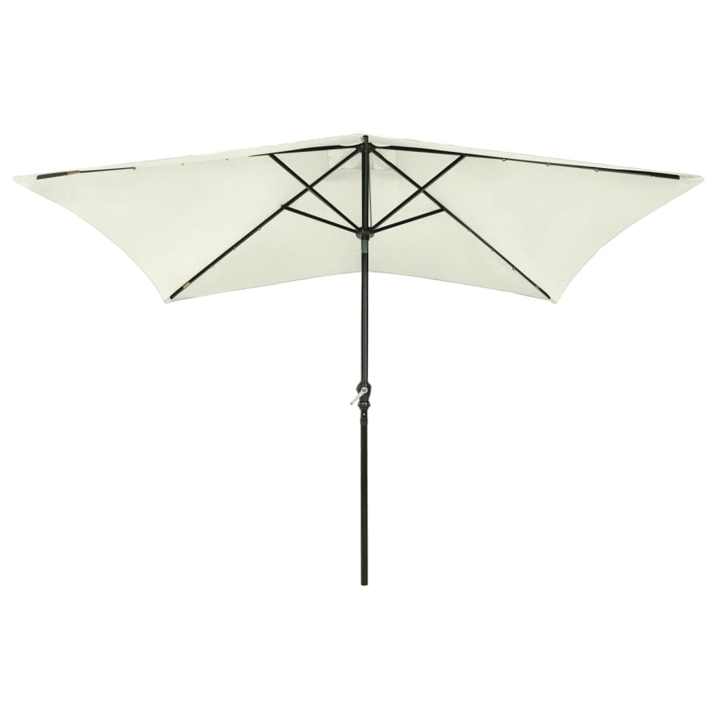 Vidaxl Parasol with LEDs and steel pole 2x3 m sand