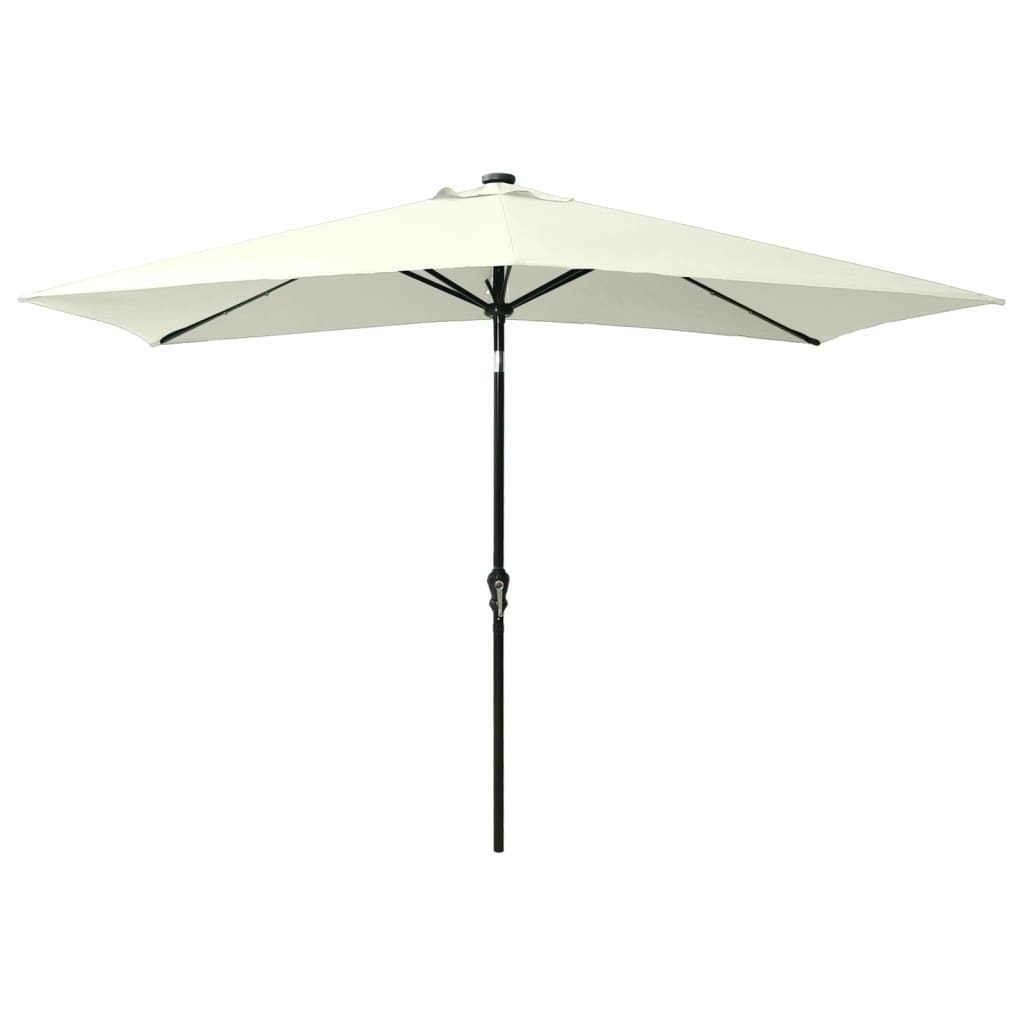 Vidaxl Parasol with LEDs and steel pole 2x3 m sand