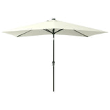 Parasol vidaxl avec LED et poteau en acier 2x3 m de sable