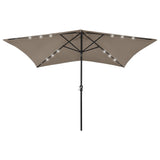 Parasol vidaxl avec LED et poteau en acier 2x3 m taupe
