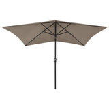 Vidaxl -parasol med lysdioder og stålstang 2x3 m taupe