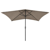 Parasol vidaxl avec LED et poteau en acier 2x3 m taupe