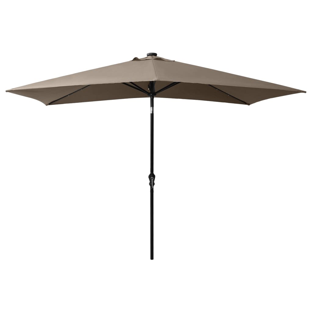 Vidaxl -parasol med lysdioder og stålstang 2x3 m taupe