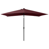 Parasol vidaxl avec LED et poteau en acier 2x3 m Bordeaux rouge