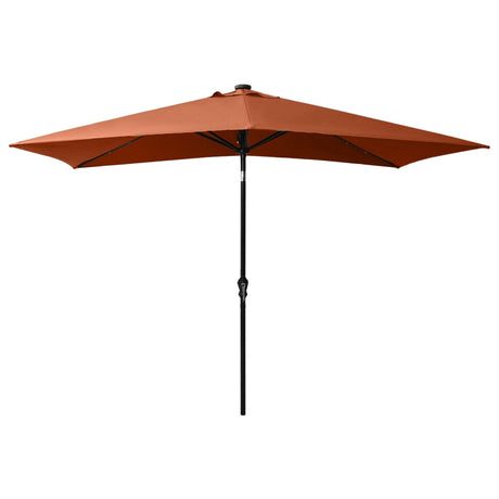 Parasol vidaxl avec LED et poteau en acier 2x3 m en terre cuite