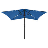 Parasol Vidaxl con LED y polo de acero 2x3 m Azure Azul