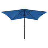 Parasol vidaxl avec LED et poteau en acier 2x3 m azure bleu
