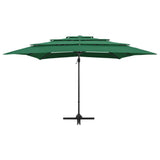 Vidaxl parasol 4 couches avec poteau en aluminium 250x250 cm vert