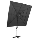 Vidaxl Parasol a 4 strati con polo in alluminio 250x250 cm color antracite